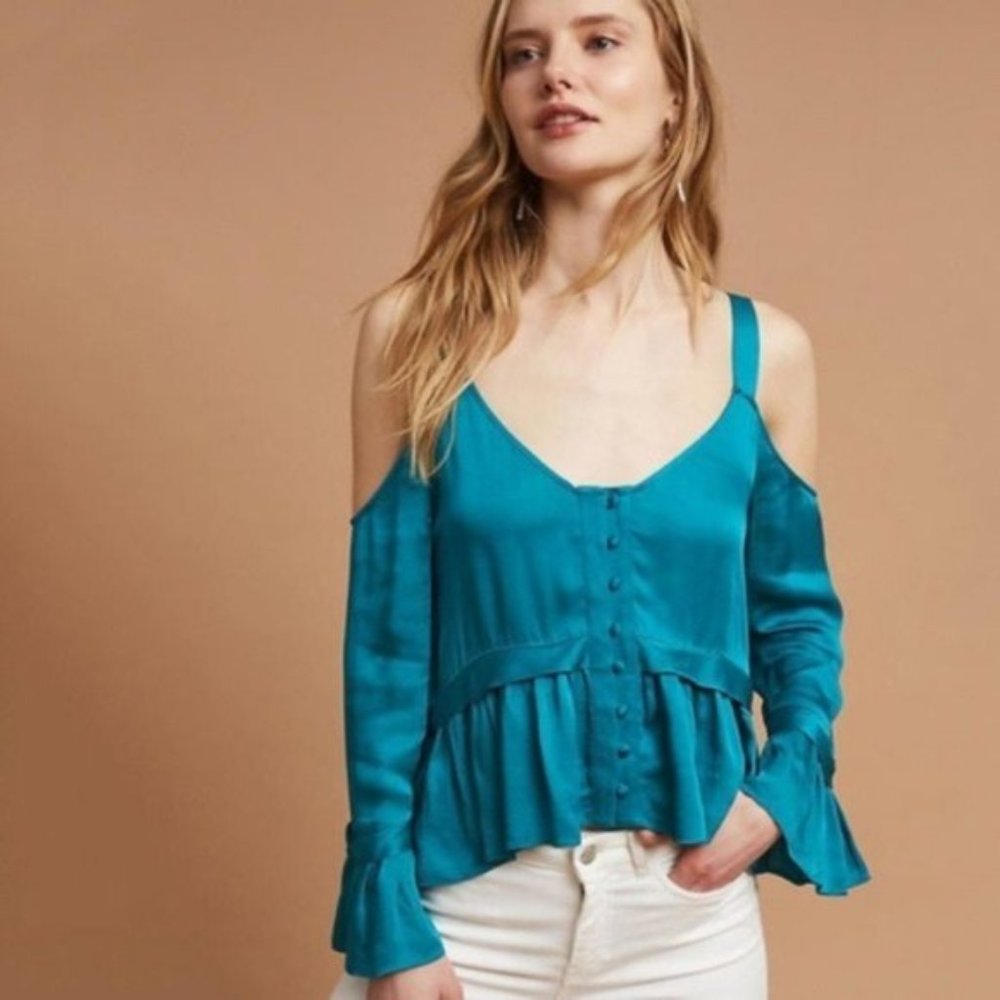 Anthropologie Maeve Cold Shoulder Top S